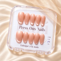 Gossip Girl – press-on nails nude rosé cat eye – Ovale Moyen – coffret