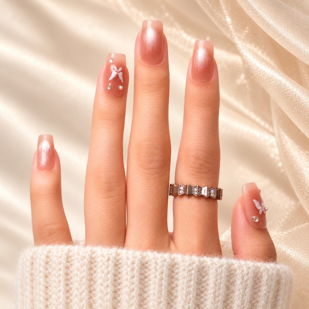 Faux ongles French cat eye papillon 3D – It Girl | Kazinails
