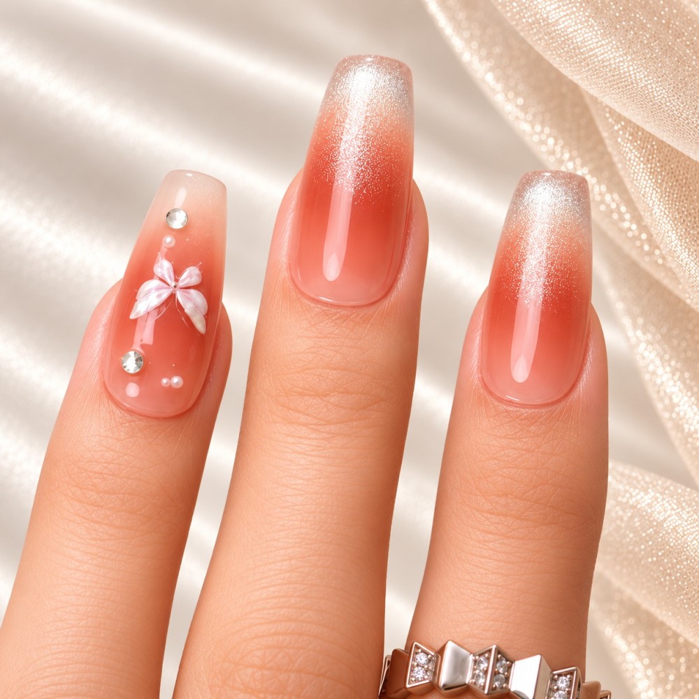 Faux ongles French cat eye papillon 3D – It Girl | Kazinails