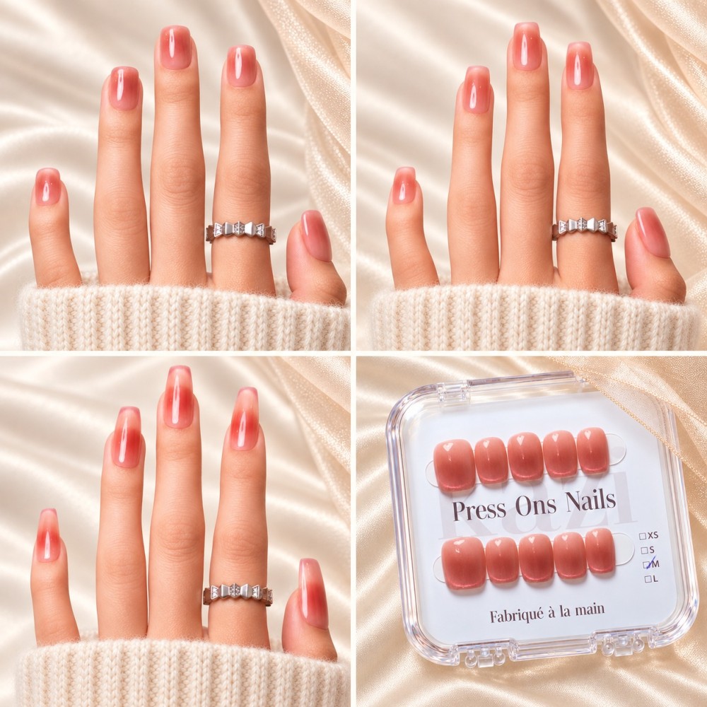 Faux ongles French cat eye rose – Pitaya | Kazinails
