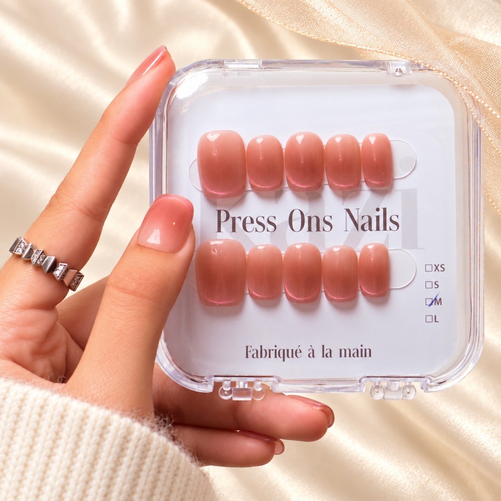 Faux ongles French cat eye rose – Pitaya | Kazinails
