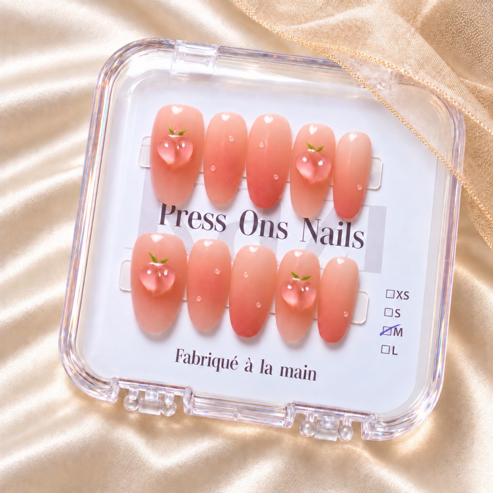 Faux ongles rose pêche 3D – Peachy Dream | Kazinails