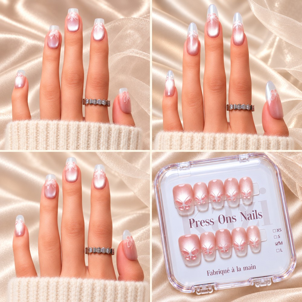 Faux Ongles Frozen Butterfly :  Qualité professionnelle à domicile.