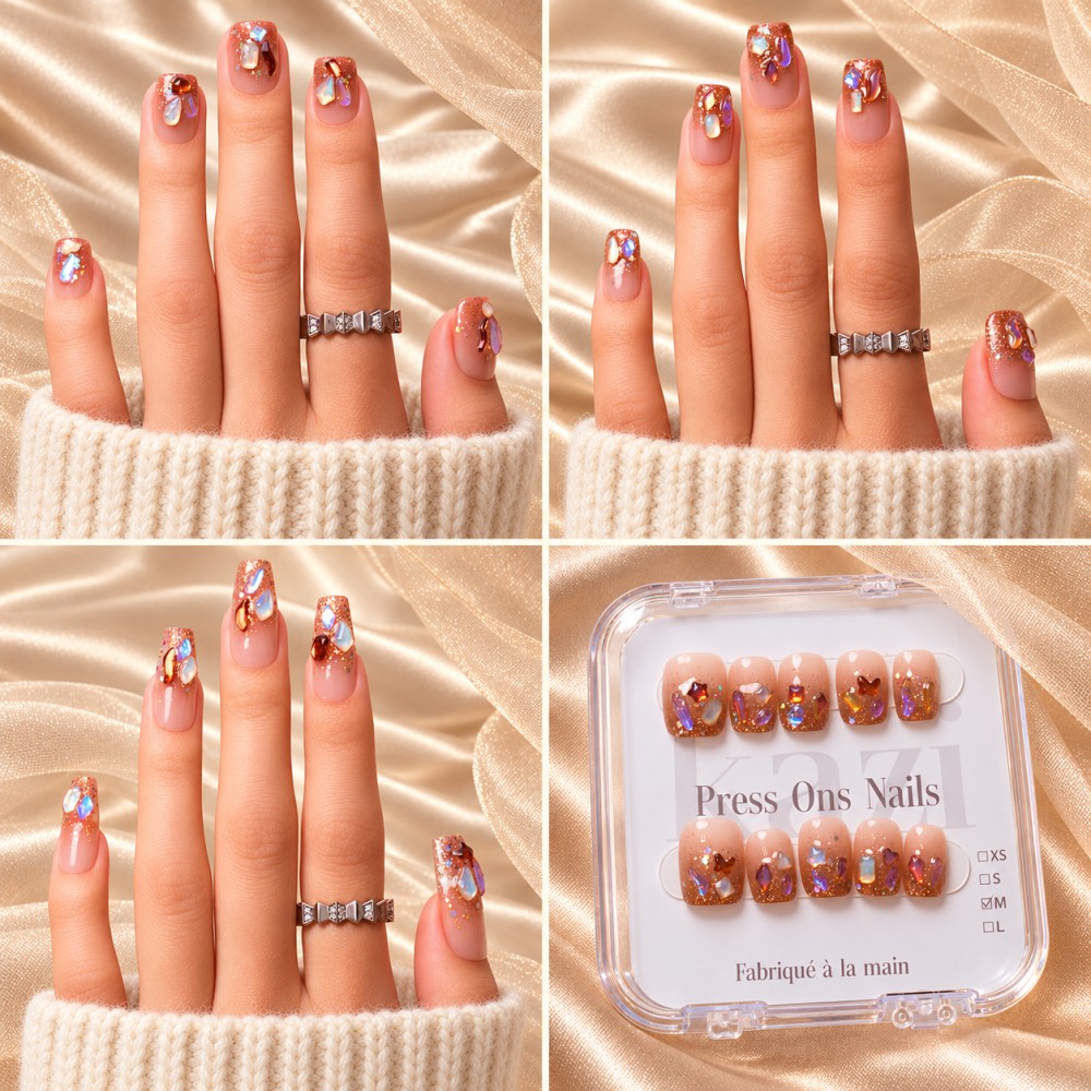 Faux Ongles Cannelle : Une manucure soignée, durable et réutilisable
