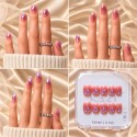 Kazinails | Faux Ongles Bubble Heart: Dégradé Rouge, Brillance & Élégance