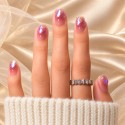 Kazinails | Faux Ongles Bubble Heart: Dégradé Rouge, Brillance & Élégance