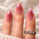 Kazinails | Faux Ongles Bubble Heart: Dégradé Rouge, Brillance & Élégance