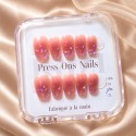 Kazinails | Faux Ongles Bubble Heart: Dégradé Rouge, Brillance & Élégance