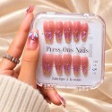 Kazinails | Faux Ongles Bubble Heart: Dégradé Rouge, Brillance & Élégance