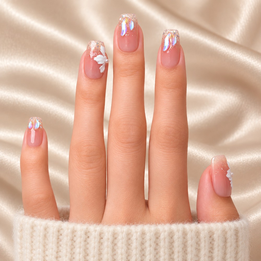 Faux Ongles Stargaze: Éclat Floral pour Vos Mains