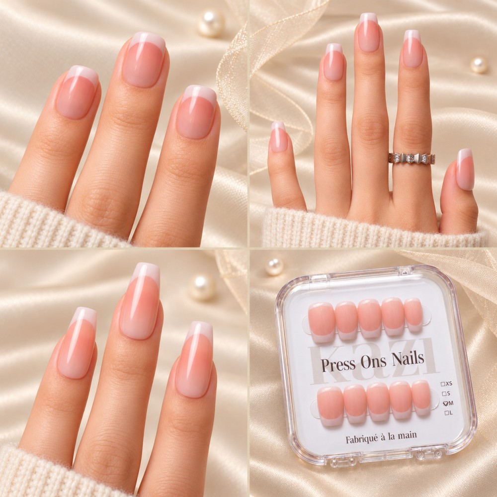 Faux Ongles Milky French |  Press on nails | Garantie Satisfaction