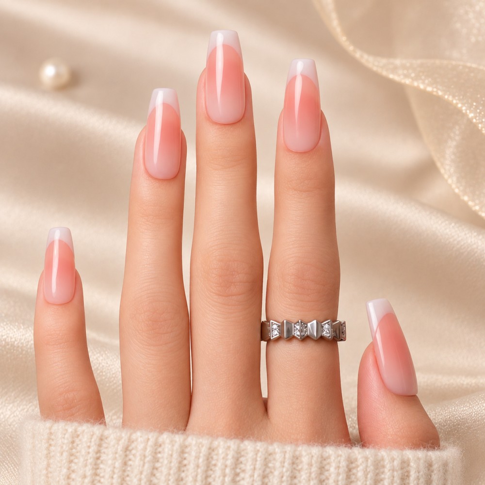 Faux Ongles Milky French |  Press on nails | Garantie Satisfaction