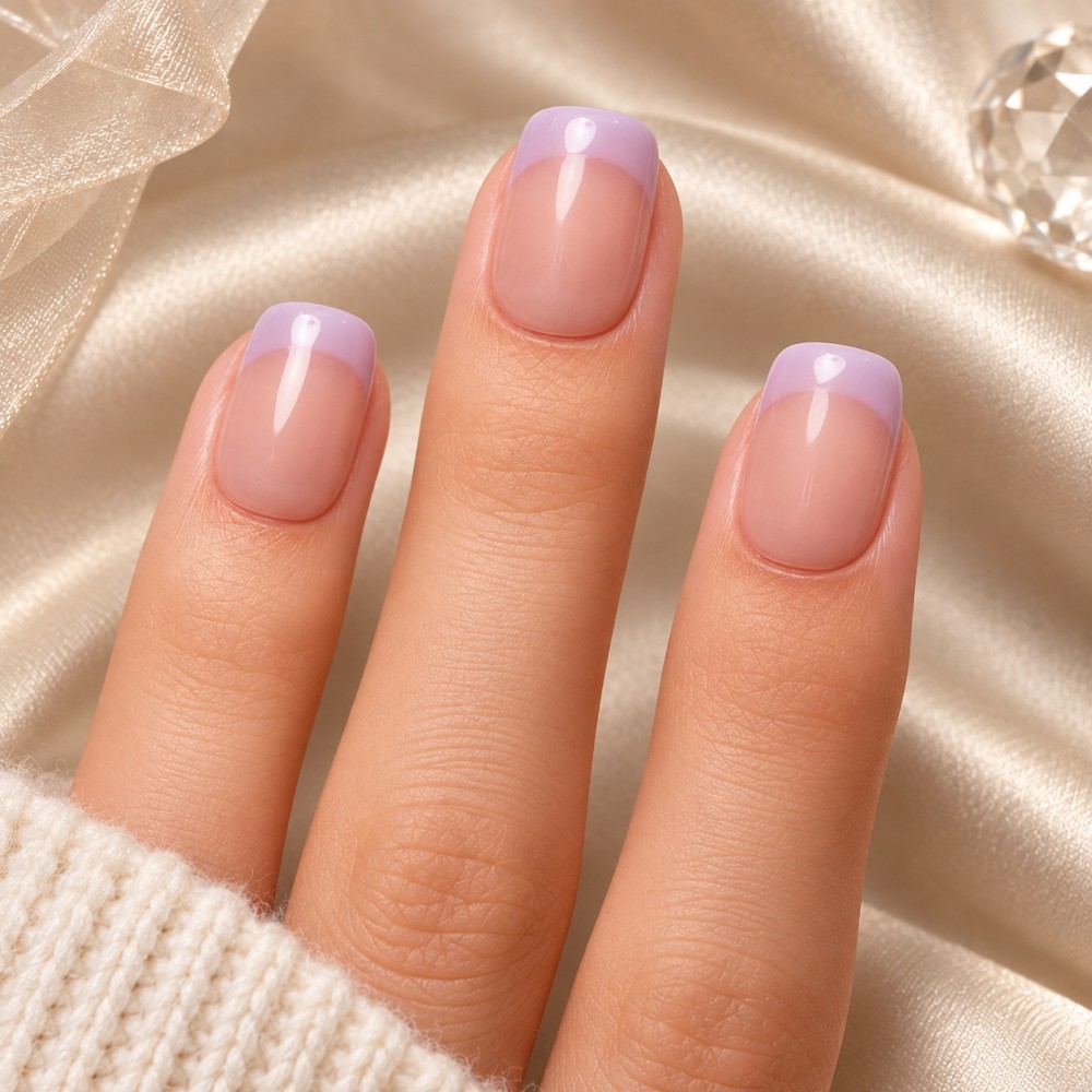 Faux Ongles Lucky Lavender: Lavande Pastel avec Design Minimaliste Moderne