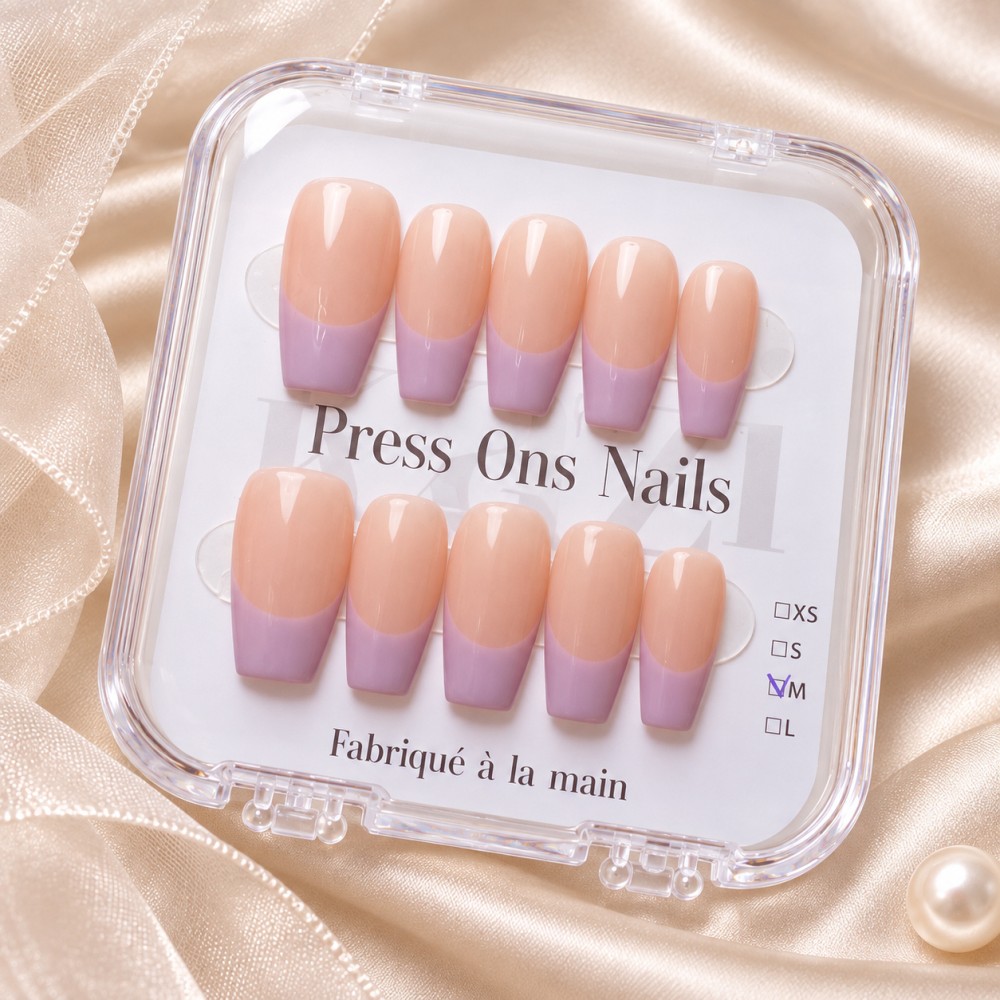 Faux Ongles Lucky Lavender: Lavande Pastel avec Design Minimaliste Moderne