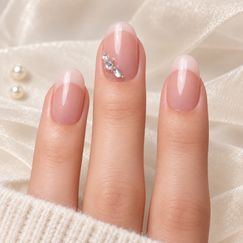 Faux Ongles Crush : French Manucure Élégante avec Accents Glamour