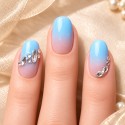 Faux Ongles Galerie Samsung | Élégance Bleutée avec Strass