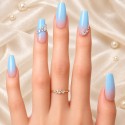 Faux Ongles Galerie Samsung | Élégance Bleutée avec Strass