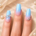 Faux Ongles Galerie Samsung | Élégance Bleutée avec Strass