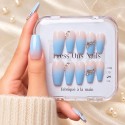 Faux Ongles Galerie Samsung | Élégance Bleutée avec Strass