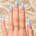 Faux Ongles Galerie Samsung | Élégance Bleutée avec Strass