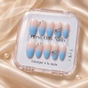 Faux Ongles Galerie Samsung | Élégance Bleutée avec Strass