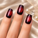 Faux ongles press-on cat eye rouge – Tulipe Noire | Kazinails
