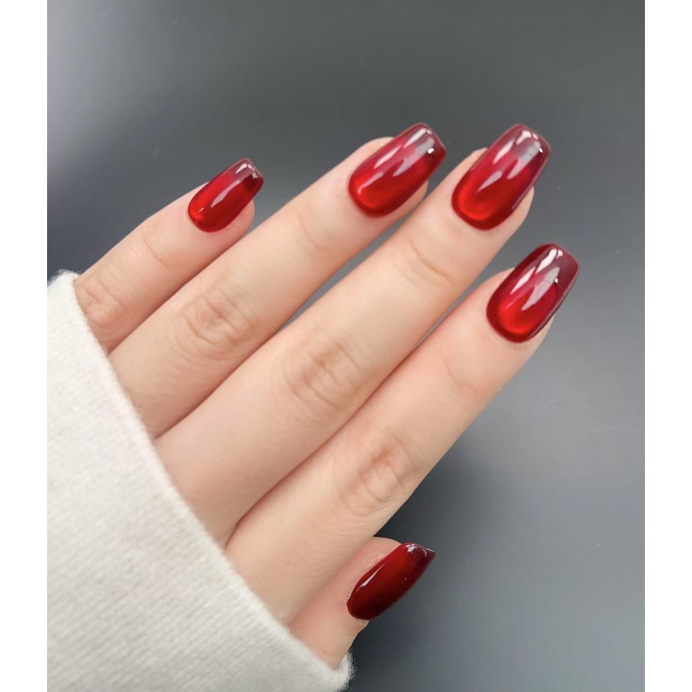 Kazinails- Faux Ongles "Rubis Royal" – Manucure Rouge Élégante et Brillante